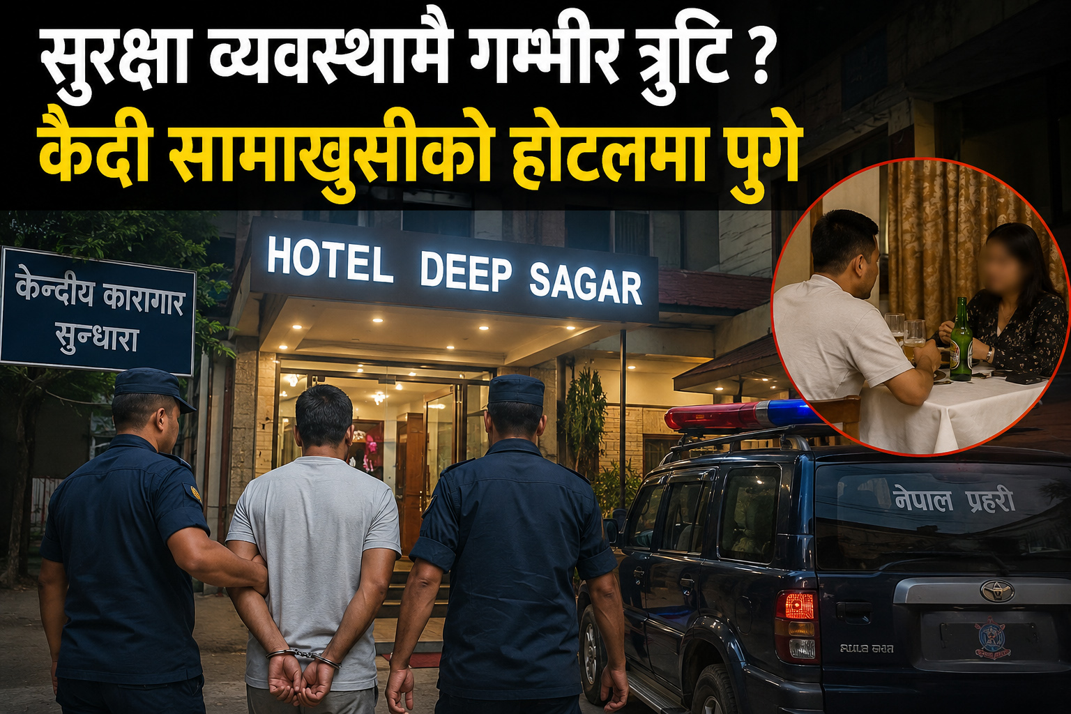 सुरक्षा व्यवस्थामै गम्भीर त्रुटि ? कैदी सामाखुसीको होटलमा पुगे
