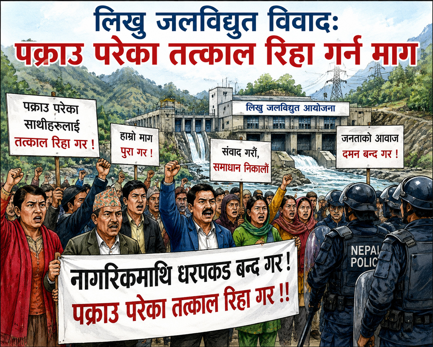 लिखु जलविद्युत विवादः पक्राउ परेका तत्काल रिहा गर्न माग